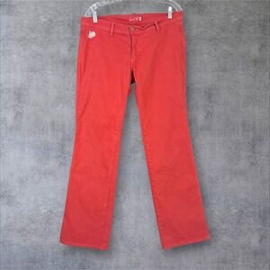 Y2K Red Apple Bottom Jeans Low Rise Apple Embroidered No Back Pockets‎ Size 12